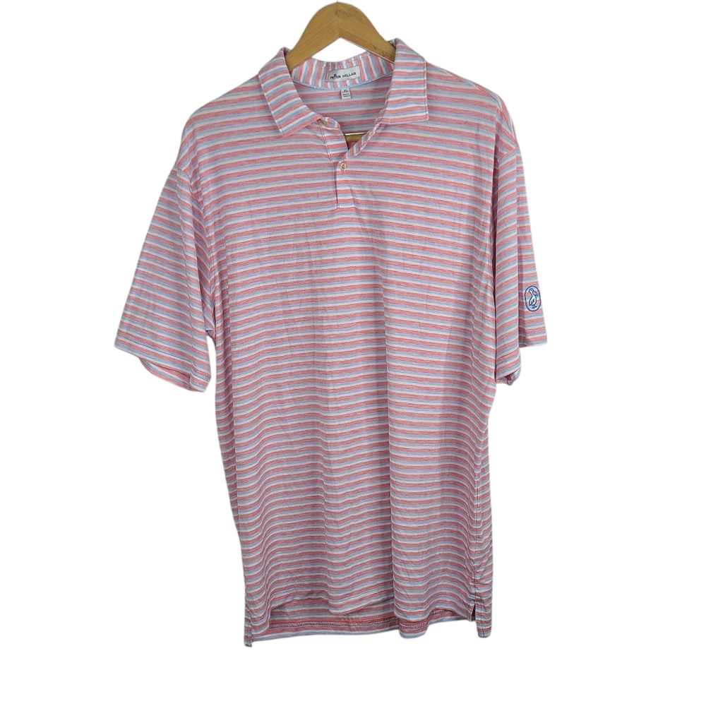Peter Millar Crown Sports Multicolored Striped Polo Shirt Size XL